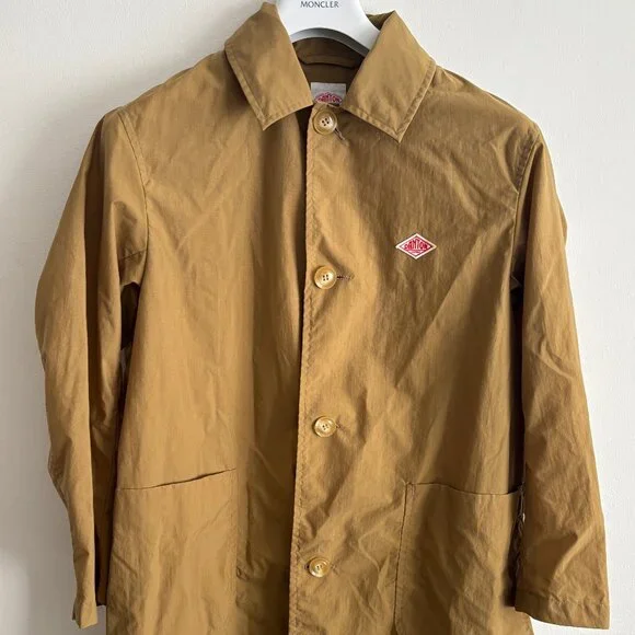 $700 Danton Tan Nylon Taffeta Mac Coat / Jacket - 36 Small/ Medium - Picture 1 of 9